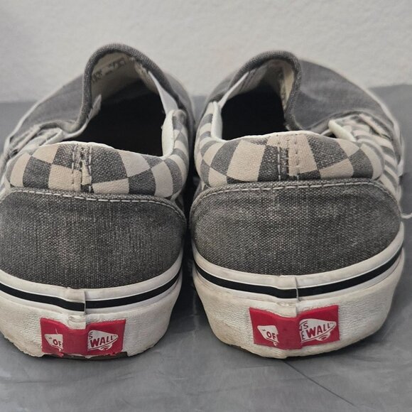 VANS GREY CHECKERD SLIP-ON SHOES - Picture 2 of 3